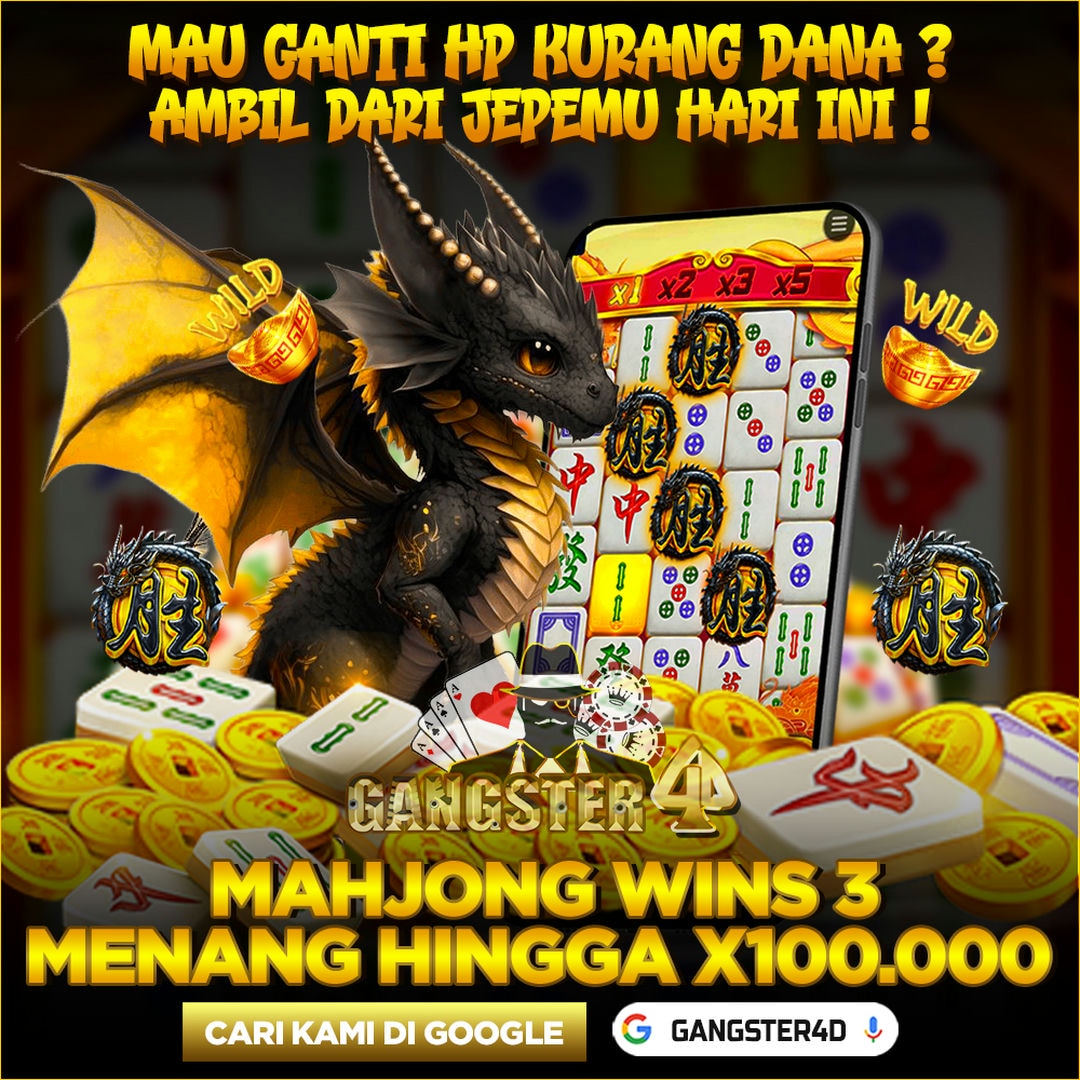 Poster GANGSTER4D: naga hitam dan tampilan permainan mahjong
